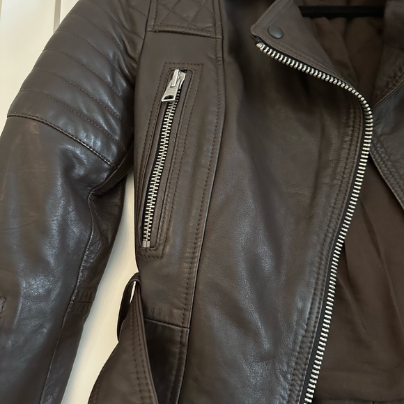 All Saints dark brown leather jacket - Picture 4 of 4